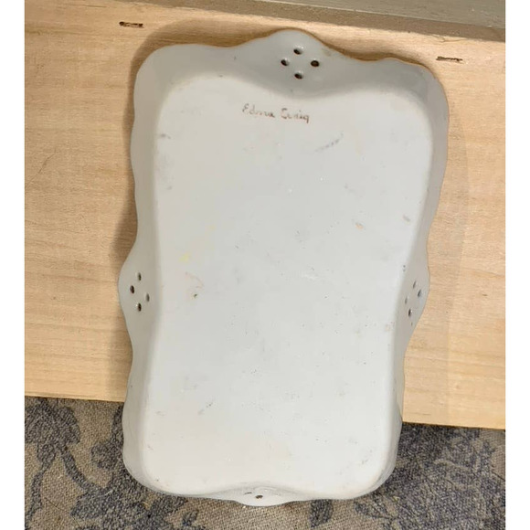 VTG Unique Signed Hand Painted Rectangular Trinket Dish - Picture 5 of 11